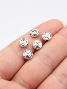 20pcs Swirl Grooved Spacer Beads For DIY Jewelry Making - Ancient Silver - View 4