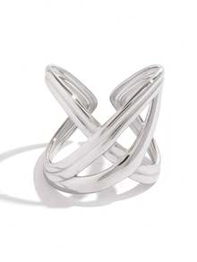 Frminee 2 piezas/1 pieza Anillos de acero inoxidable chapado en oro con diseño grueso y retorcido, adecuados para uso diario y ocasiones especiales de las mujeres - Multicolor 2 - Ver 7