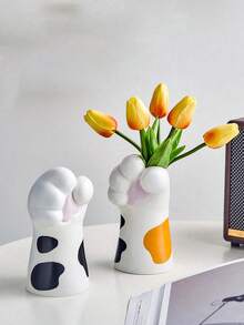 Bình hoa hình bàn chân mèo hoạt hình dễ thương, bình hoa trang trí nhà cửa bằng nhựa, vật trang trí phòng khách và phòng ngủ hiện đại sáng tạo. - 1PC - Xem 6