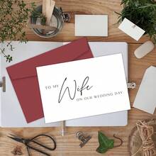 1pc "To My Wife On Our Wedding Day" Greeting Card With Envelope, Wedding Day Card For Wife, Wedding Congratulations Card, Wedding Anniversary Gift Card, Romantic Wedding Gift - A - View 4