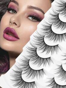 7 Pairs 3D 4-20mm Air-Arcturus Natural Wispy Lashes Fluffy Eyetail Elongated Cat Eye False Eyelashes - Black - View 10