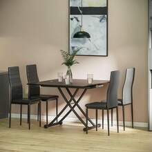 Extendable Lift Top Dining Table Coffee Table, 4 IN 1 Height Adjustable Multifunction Convertible Table For Living Room, Dining Room, Black & Brown - Dark Walnut - View 12