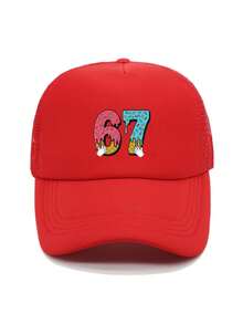 1pc Fashion Sponge Cap Number 67 Printing Adult Truck Driver Hat Baseball Hat Fishing Hat Funny Gift Hat For Men And Women Spring And Summer - Multicolor - View 15
