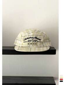 Soft Top Letter Plaid Quick-Dry Visor Cap, Breathable Sun Protection Outdoor Street Drawstring Visor Cap, Unisex Colorblock Quick-Dry Visor Cap, Outdoor Summer Sun Hat, Adjustable Strap Cycling Cap, Baseball Cap,Beach,Vacation - Letter Flat Eaves - View 6