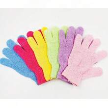 Bath Scrub Gloves, Five-Finger Scrub Towel, Exfoliating Bath And Body Scrubber, Exfoliating And Back Scrubbing Tool - 彩色 - 查看 2