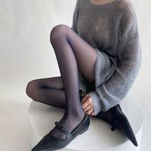 Spring Summer New Sheer Velvet Pantyhose Women Candy Color Sheer Nude Tights Y2K Sexy E-Girl Soft High Waist Hosier - 黃色 - 查看 5