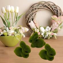 2pcs/1pcsGreen Plush Moss Rabbit Sculpture, Outdoor Garden Decoration, Easter Spring Festival Decoration, Universal Plastic Rabbit All Year Round - Standing Rabbit - View 7