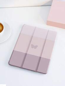 1pc Ombre Purple Butterfly Print Tablet Protective Case With Pencil Slot, Shockproof, Tri-Fold Stand, Compatible With 10.2", Pro 11" 2021/2020/10th Gen, (A16) 11" 11th Gen 2025, 8th/9th/10th Gen, Galaxy Tab A8 10.5" 2022, Matepad 10.4"/Tab, Sleep/Wake Support, Romantic Personalized Gift - Multicolor - View 2