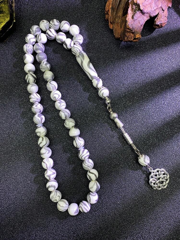 1 件经典墨水花朵图案树脂手链，适合男士日常佩戴 - 雙色款 - 查看 7