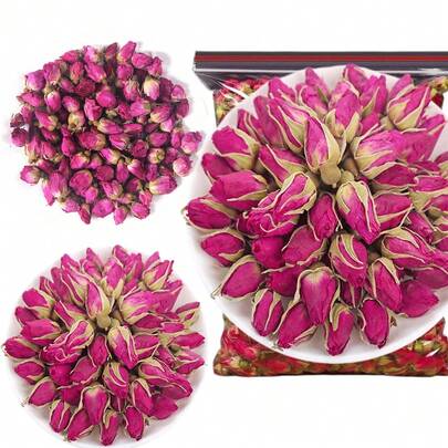 1 Pack (200/340g) Natural Selected Rose Buds, Handmade Fragrant Dried Flowers For Soap Making, Candle Making, Preserved Flowers DIY, Festival Wedding Party Decor, Potpourri, Home Bedroom Decor, Sachet Ingredients, Bath & Shower, Suitable For Wardrobe, Kitchen, Shoe Cabinet, Air Freshening, Dried Red Rose Petals For Foot Bath, Full Body Spa, DIY Crafts