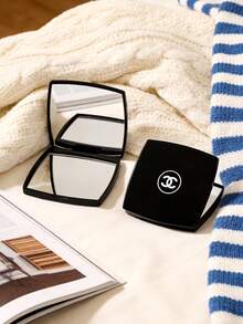 Double-Sided Black High Gloss Compact Makeup Mirror - Black - View 6