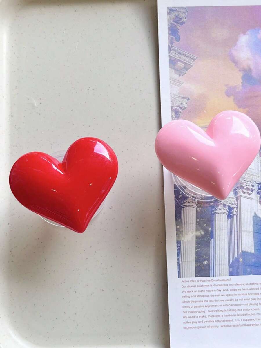 1个创意心形3D手机支架，便携式伸缩桌面支架 - 彩色 - 查看 1