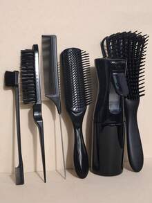 5件套专业美发沙龙工具套装 - 头皮按摩梳、柔韧梳、通风梳和造型喷雾瓶 - 彩色 - 查看 7