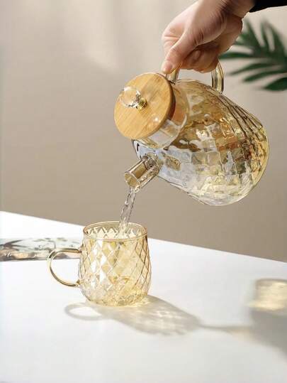 1個 大容量 耐熱ガラス ティーポット、耐熱ガラス ウォータータンク、夏の冷水、レモンウォーター、フルーツティーに適しています。耐熱性があり、ゲストに最大限楽しんでもらえます。