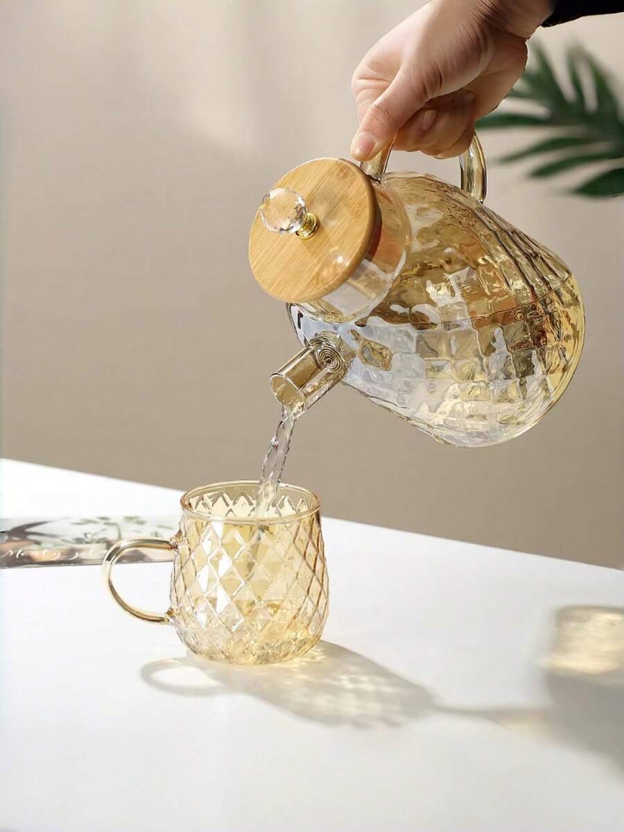 1个大容量耐热玻璃茶壶，耐热玻璃水箱，适合夏季冷水、柠檬水、水果茶，耐热，让客人尽享美味 - 彩色 - 查看 1