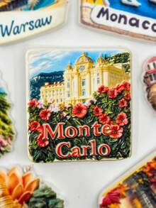 1pc World Famous Landmark 3D Fridge Magnet, Includes Seville Plaza In Spain, Maraba Palm Volcano, And Monte Carlo Luxury Casino. Precise Sizing, High-Definition Printing, Suitable For Refrigerators, Office Whiteboards, And More. Great Travel Souvenir, Colorful Design Fits Home Decor, Ideal For Christmas, Birthday Gifts - Monaco Luxury Casino - View 5