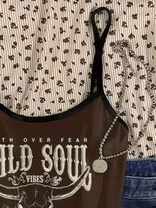 女士西部牛仔风格图案吊带背心，休闲百搭。 - 彩色 - 查看 4