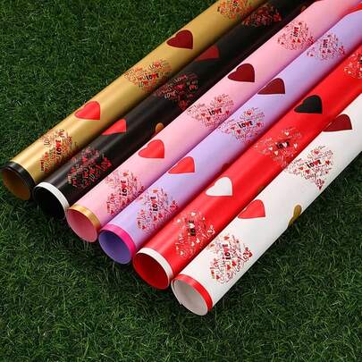20pcs Love Print Wrapping Paper, High Quality Gift Wrapping Paper With Heart Design, Suitable For Flower Shops, Arts & Crafts, DIY Bouquets And Gift Wrapping
