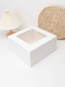 2pcs/4pcs Window White Cardboard Baking Simple 10-Inch Cheese Cake Box, Pizza Box, Open Window Cheesecake, Basque Cheesecake, Cream Puff, Dessert Packaging Box - View 7