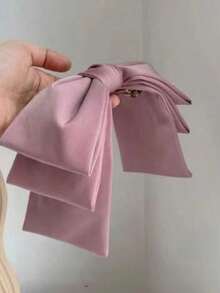 1 pezzo Fermaglio per capelli elegante e alla moda da ragazza con fiocco in raso a triplo strato, accessorio per capelli a molla, adatto per uso quotidiano o come regalo per compleanni, festività, Natale, Capodanno - Rosa - Visualizzare 8