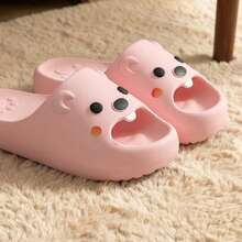 卡通彩绘女式拖鞋，EVA材质浴室男女通用凉鞋，夏季室内情侣人字拖，简约可爱休闲沙滩鞋，适合户外穿着 - 粉色 - 查看 6