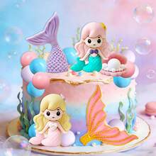 8pcs Purple Mermaid Cake Decorating Kit, Including Seashells, Mermaid Tails, Starfish Decor, Bringing Unparalleled Joy And The Most Beautiful Moments To Your Family And Friends. Bring Dreamy And Gorgeous Decor To Your Party. - Multicolor - View 9