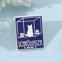 1PC Creative Cat Science Brooch Quantum Physics Experiment Metal Badge Schoolbag Pin Accessory - Blue - View 3