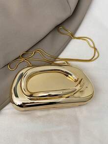 1pc Minimalist Casual Vintage Elegant Handbag, Chain Shoulder Crossbody Bag For Party, Sophisticated Compact Purse, Retro Coin Design, Perfectly Matching With Bridal Party, Party Bags,Perfect For Party Wedding Prom Dinner/Banquet Matching With Holiday Party Dress Evening Dress & Sequin Dress , Wedding - 金色 - 查看 5