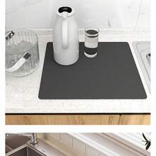 Soft Polyurethane Diatomaceous Earth Kitchen Mat - Absorbent And Non-Slip Mat For Sinks, Bowls, And Chopsticks - Black - View 4