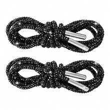 2pcs 100cm Crystal Rhinestone Shoelaces, Fashion DIY Glitter Shoelaces, Crystal Cap Drawstring, Shoe Accessories Decoration - White - View 8