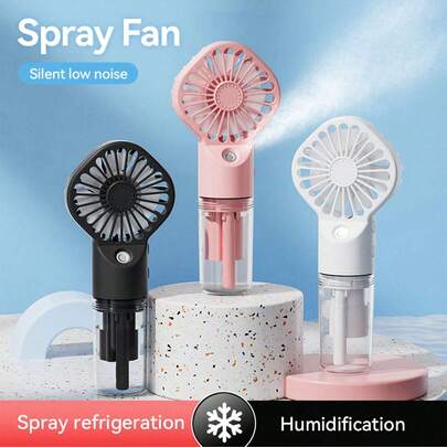 Portable Mist Fan - Handheld Mini Rechargeable, 4 Wind Speeds, With Water Mist - Suitable For Travel, Camping, Outdoor, Home, Office, Makeup, Commuting