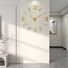 No Drill Creative Silent Acrylic Wall Clock, DIY Music Note Decor Clock For Living Room, Bedroom, Hallway - 1PC - View 7
