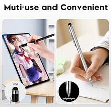 1-10 piezas Bolígrafo táctil capacitivo de 2 en 1 con punta de lápiz óptico para smartphone, tableta, Kindle - aguja - Ver 7