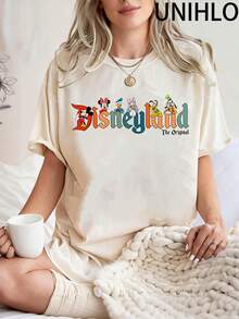 Disney UNIHLO Mickey  Print  Summer Casual Versatile Pure Cotton T-Shirt Suitable For Any Place - 白色 - 查看 2