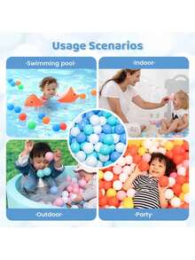 100pcs Ball Pit Balls For Toddlers,2.15 Inch Crush Proof Plastic Toy Balls For Ball Pit, Children's Pool Water Toys, Macaron Ocean Balls For Play Tent - White Blue Green - View 3
