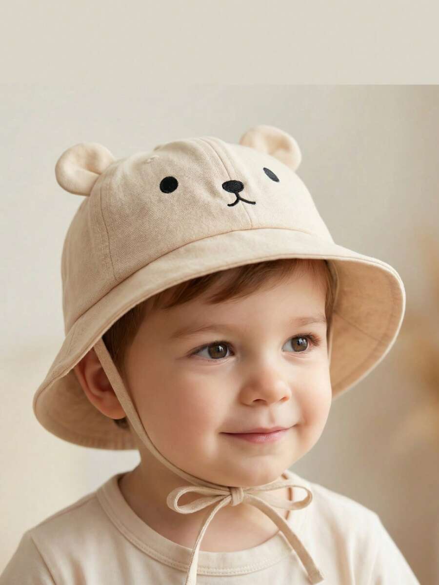 1顶幼儿小熊图案遮阳帽，透气凉爽，可爱百搭，适合春夏季节，婴幼儿适用。 - 彩色 - 查看 1
