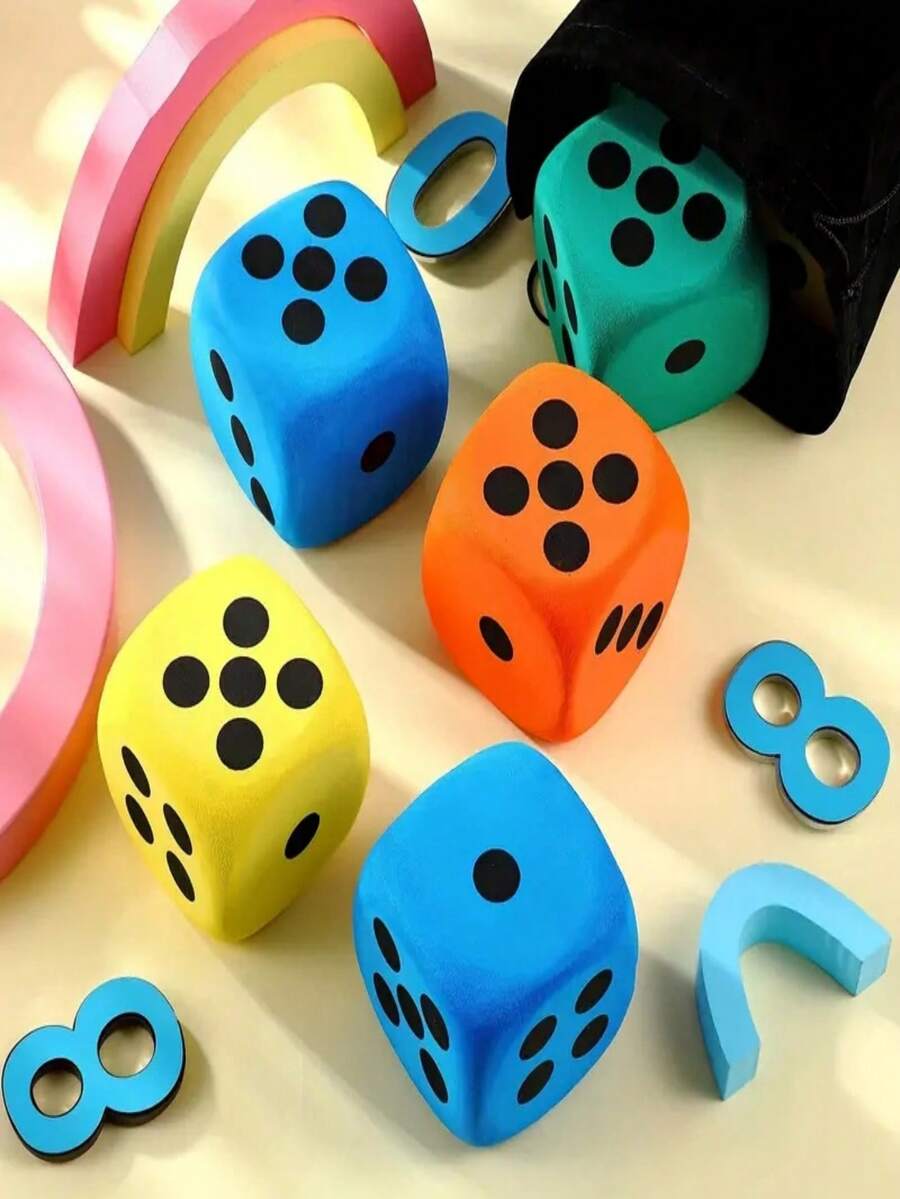 1pc Extra Large Rounded Corner Dice 8cm/3.15inch, EVA Grinded Colorful Funny Dice Toy, Suitable For Party Favors
