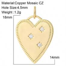 1个铜质时尚优雅迷你心形吊坠，DIY手链项链耳环首饰配件 - 彩色 - 查看 16