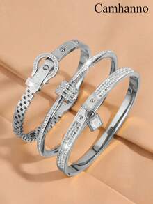 3件套时尚精致个性化不锈钢首饰套装，适合派对、生日聚会或作为完美礼物。 - 金色 - 查看 8