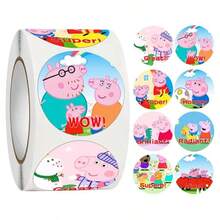 1 rollo de 500 piezas de pegatinas decorativas con diseños de dibujos animados creativos, pegatinas de sellado lindas adecuadas para fundas de teléfono, sobres, archivos - Multicolor - Ver 1