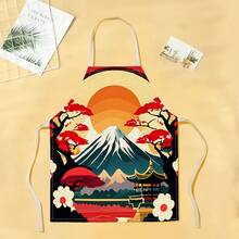 1pc Snow Mountain Pattern Apron, Creative Funny Fashion Printed Apron, Home Cleaning Apron, Easy Clean Kitchen Cooking Apron, Creative Home Apron - Multicolor - View 14