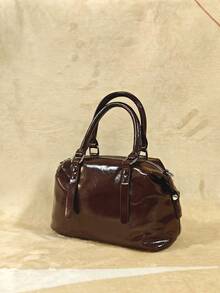 Túi xách sang trọng bằng da PU mềm màu trơn mới năm 2025, túi tote thời trang retro dùng hàng ngày và quà tặng ngày lễ dành cho nữ. - Cà phê nâu - Xem 3