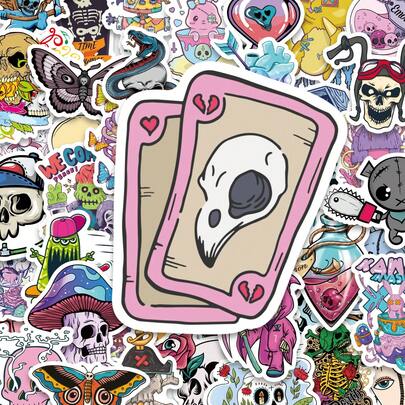 50 יחידות מדבקות פרפר גולגולת גותית, מדבקות אסתטיות מגניבות של שלד ולב לבקבוקי מים, מחשבים ניידים, סקייטבורדים, כיסויים לטלפונים, מחברות, יומנים, כיסויי גיטרה ובקבוקוני הידרו, מדבקות ויניל אמנות כהה למבוגרים, מושלם ליצירות DIY, עיצוב חדר, מתנות למסיבות, שקיות מתנה, תרמילים אישיים