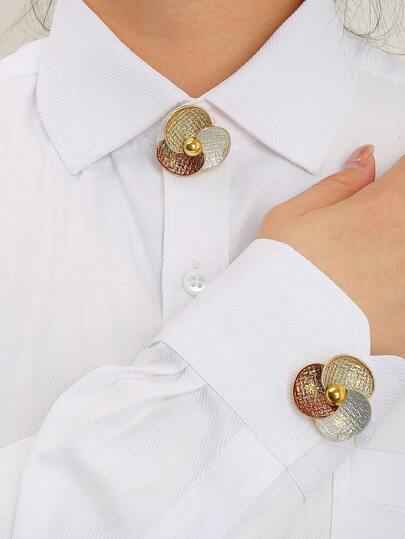 2 Pieces Set Of Cufflinks, Fashionable Clothing Accessories Button Cover For Shirts Sleeve Button With Gold Hidden Button, Luxury Clothing Decoration Buttons For Women And Men, Button Clip, Luxurious Decoration Collar Clip No Sewing Button Cover, Gift