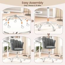Adjustable Height Swivel Chair Office Chair, Chenille Vanity Chair, Comfy Padded Computer Desk Chair For Home Office, Study, Bedroom, Grey - Grey - View 12
