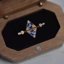 1pc Retro Elegant Luxury Niche Design High-End Cubic Zirconia Geometric Ring, Personalized Chic Devil's Eye Ring Suitable For Women's Daily Wear - Gold - View 2