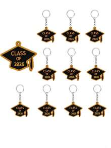10个装 2026届毕业季钥匙扣 橡胶钥匙圈 批发 毕业帽吊坠 毕业礼物 大学纪念品 - 查看 9