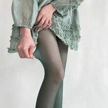 Spring Summer New Sheer Velvet Pantyhose Women Candy Color Sheer Nude Tights Y2K Sexy E-Girl Soft High Waist Hosier - xanh đậm1 - Xem 12