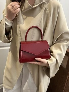 Red Flap Women's Handbag, Minimalist Versatile Chain Shoulder Bag, Suitable For Daily Wear - Red - View 6