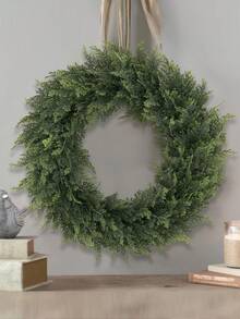 1/2pcs 41cm/16.14in Artificial Cedar Wreath, Fragrant Laurel Wreath, Boxwood Wreath, Realistic Greenery, PE Material, Suitable For School, Dorm, Office, Outdoor Party, Holiday, Birthday, Wedding, Home Decor, Easter, Mother's Day - Green - View 10
